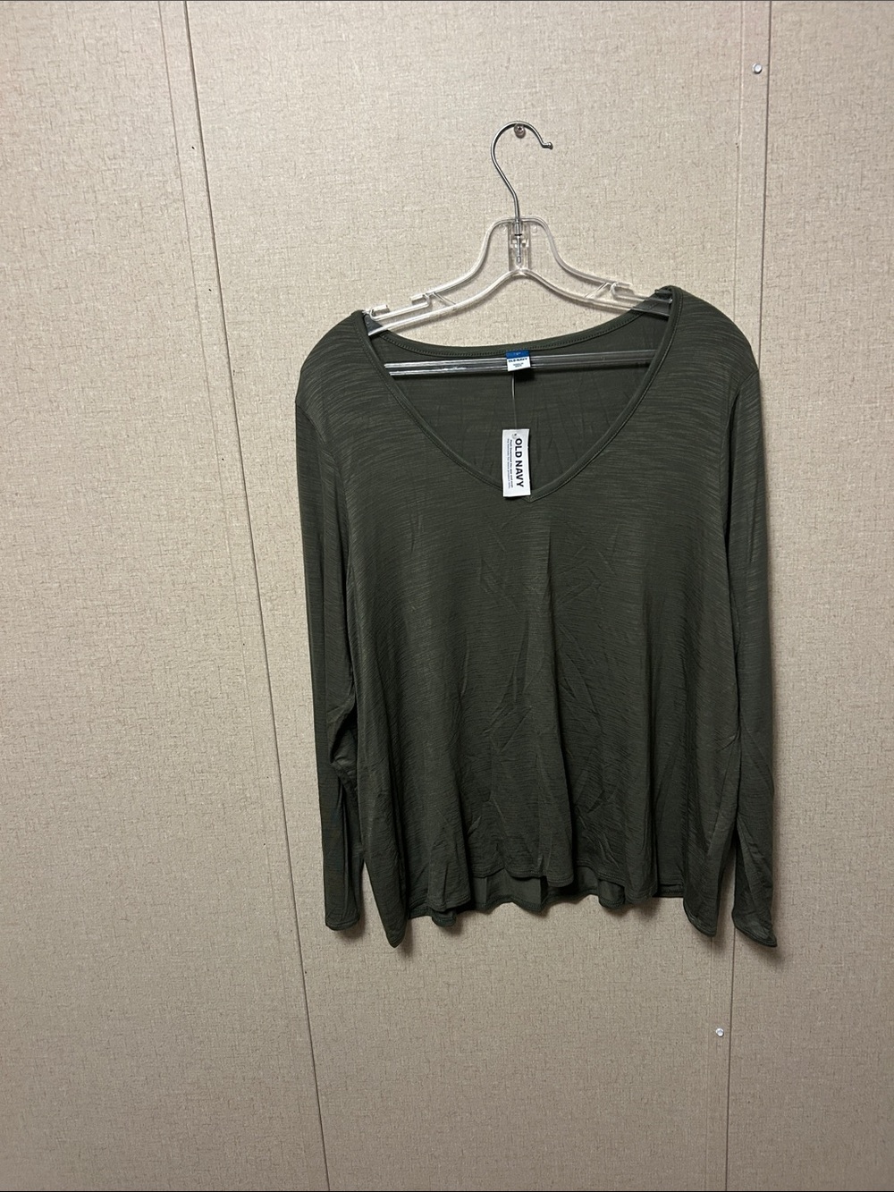 Old Navy Olive Green V-Neck Long Sleeve Top